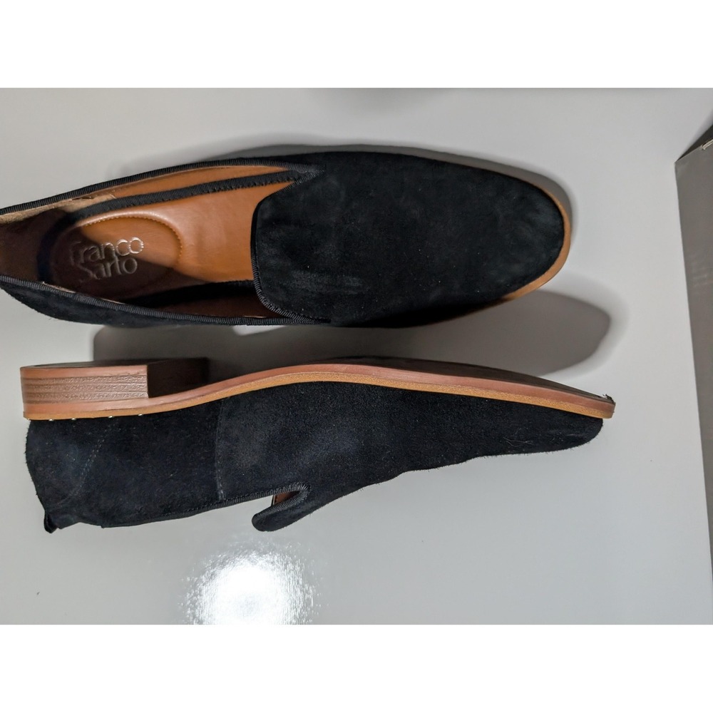 Franco‎ Sarto Shoes Womens Size 10 Black Suede Loafer Flat Slip On Round Toe